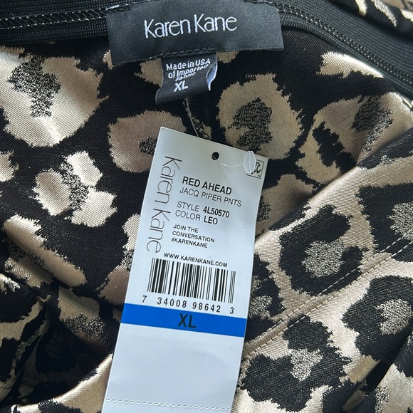 Karen Kane NWT Leopard Print Shiny Piper Pants XL - Picture 5 of 6